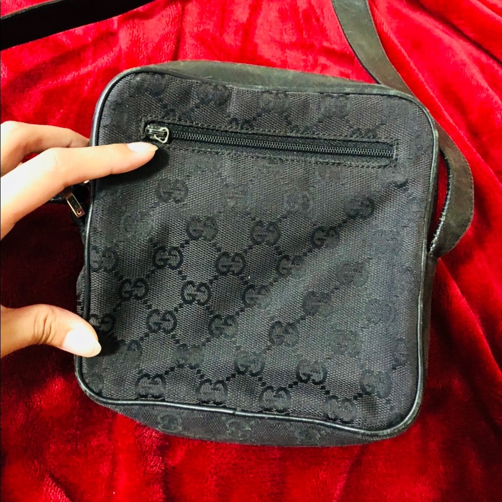 Authentic Gucci Mini Sling Bag Black Canvas Gem